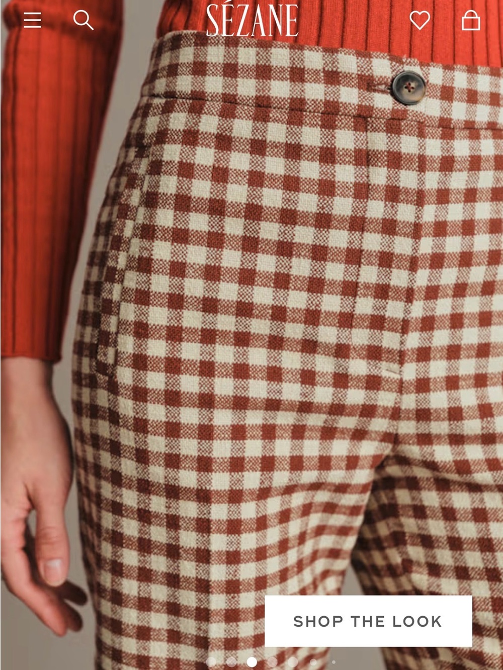 Sezane Martin Crop Trousers - Brown/Ecru gingham - Picture 2 of 8